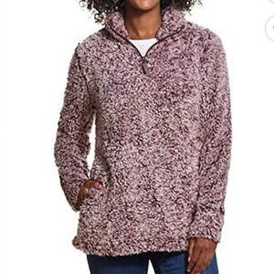 Weatherproof Vintage Women's 1/4 Zip Faux Fur Cozy Fleece Jacket Maroon